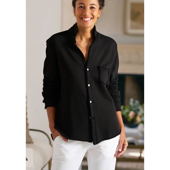 Frank & Eileen | Eileen Relaxed Button Up | Triple Fleece In Black sz Large - Picture 1 of 5